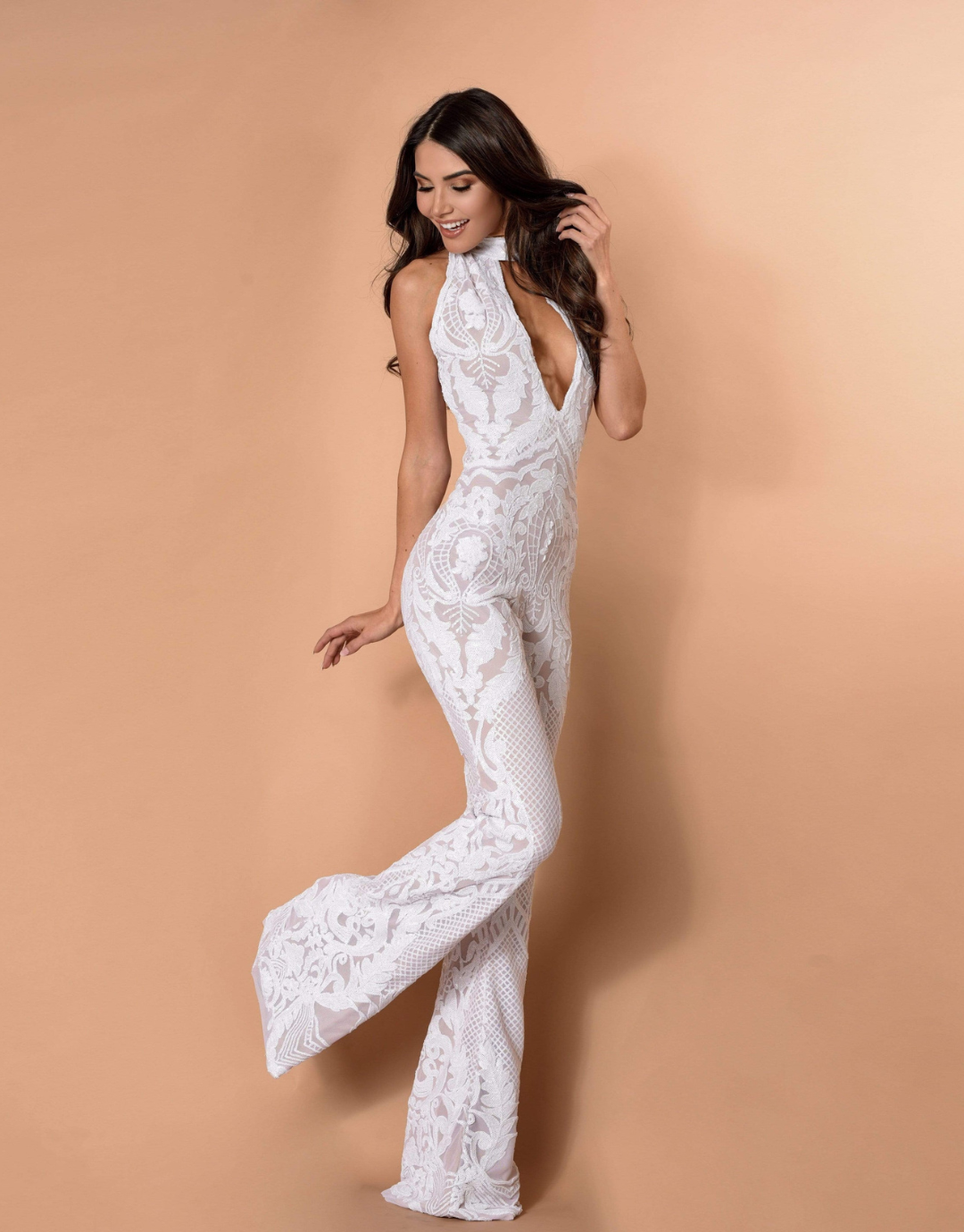 White and silver jumpsuit sales