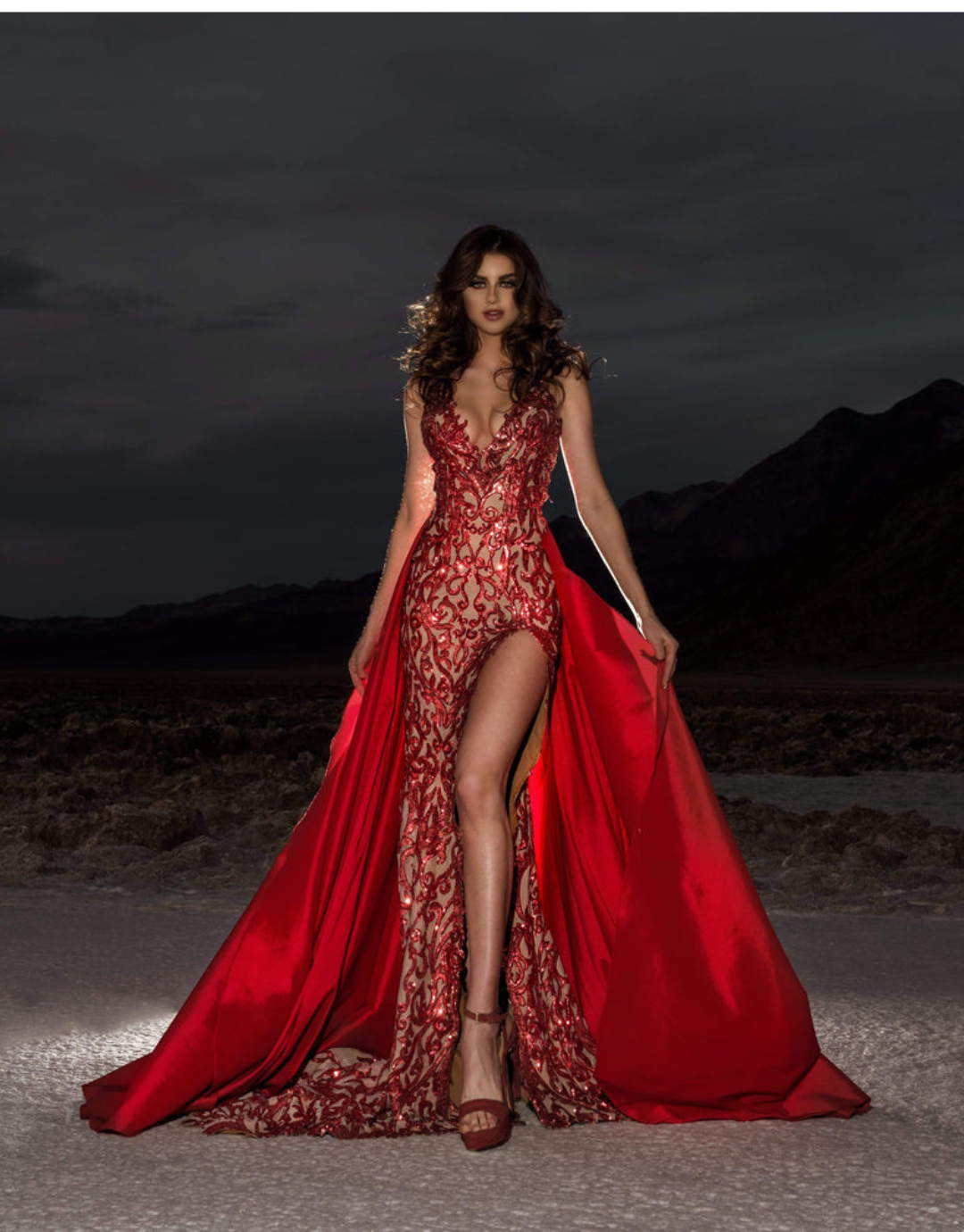 Aphrodite Red Bespoke Sequin Pageant Gown