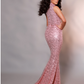 Leto Blush Pink Bespoke Beaded Sequin Gown - Debbie Carroll