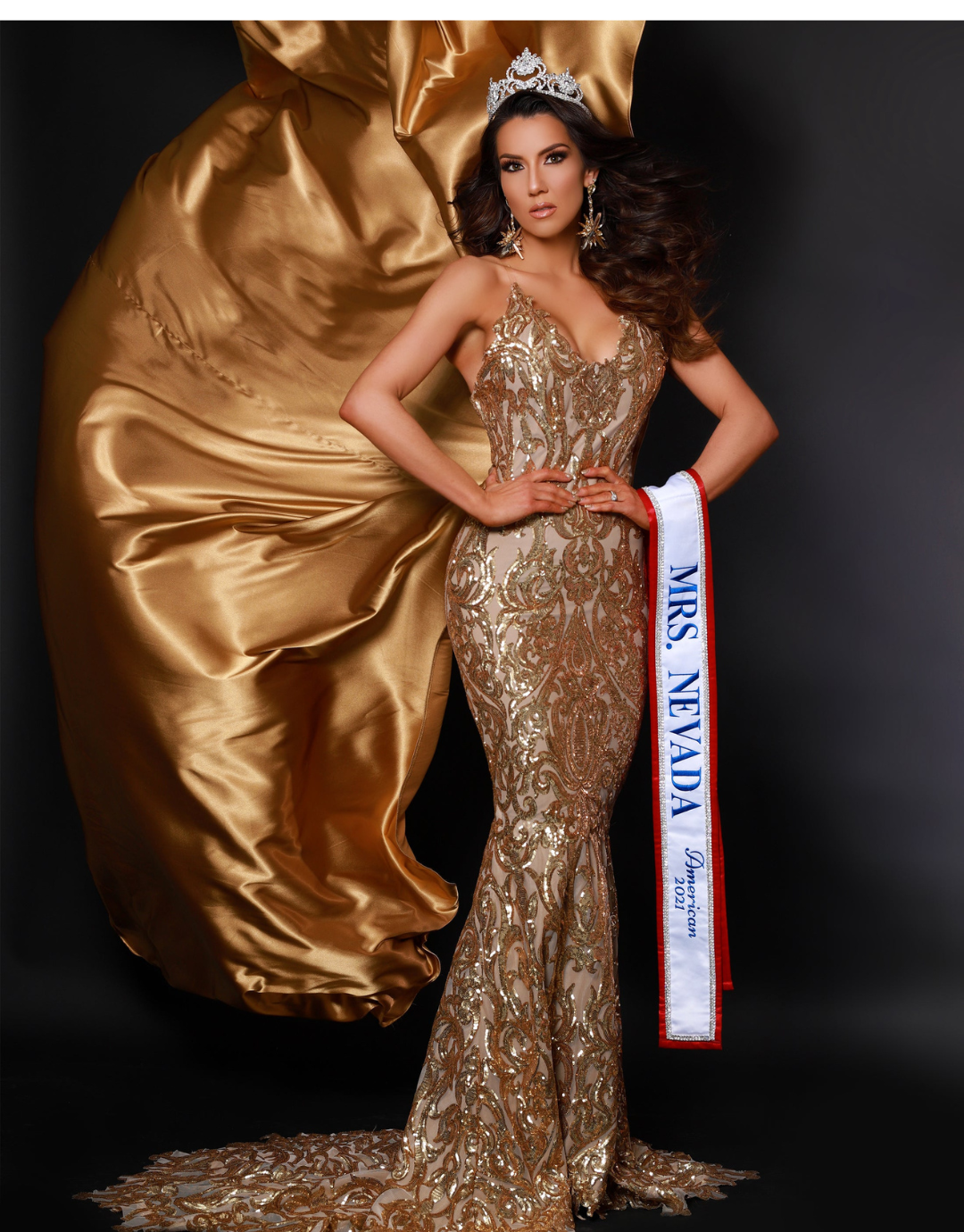 Aphrodite Gold Bespoke Sequin Pageant Gown