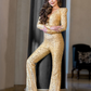 Clio Gold Beaded Sequins Jumpsuit - Debbie Carroll