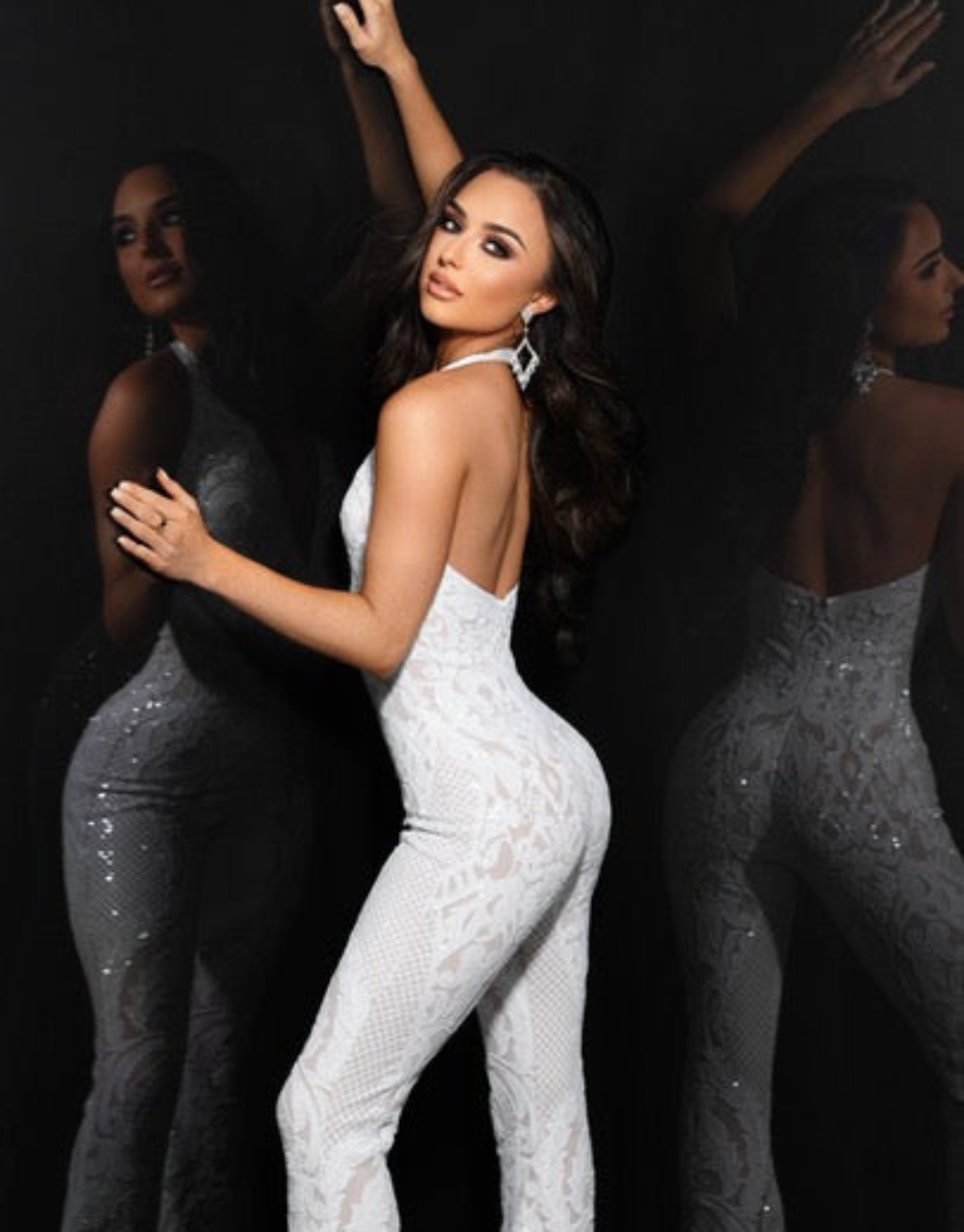 Hera White Halter Sequin Jumpsuit Debbie Carroll