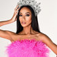 Keres Hot Pink Strapless Cocktail Dress with Ostrich Feathers | Debbie Carroll Designs - Debbie Carroll