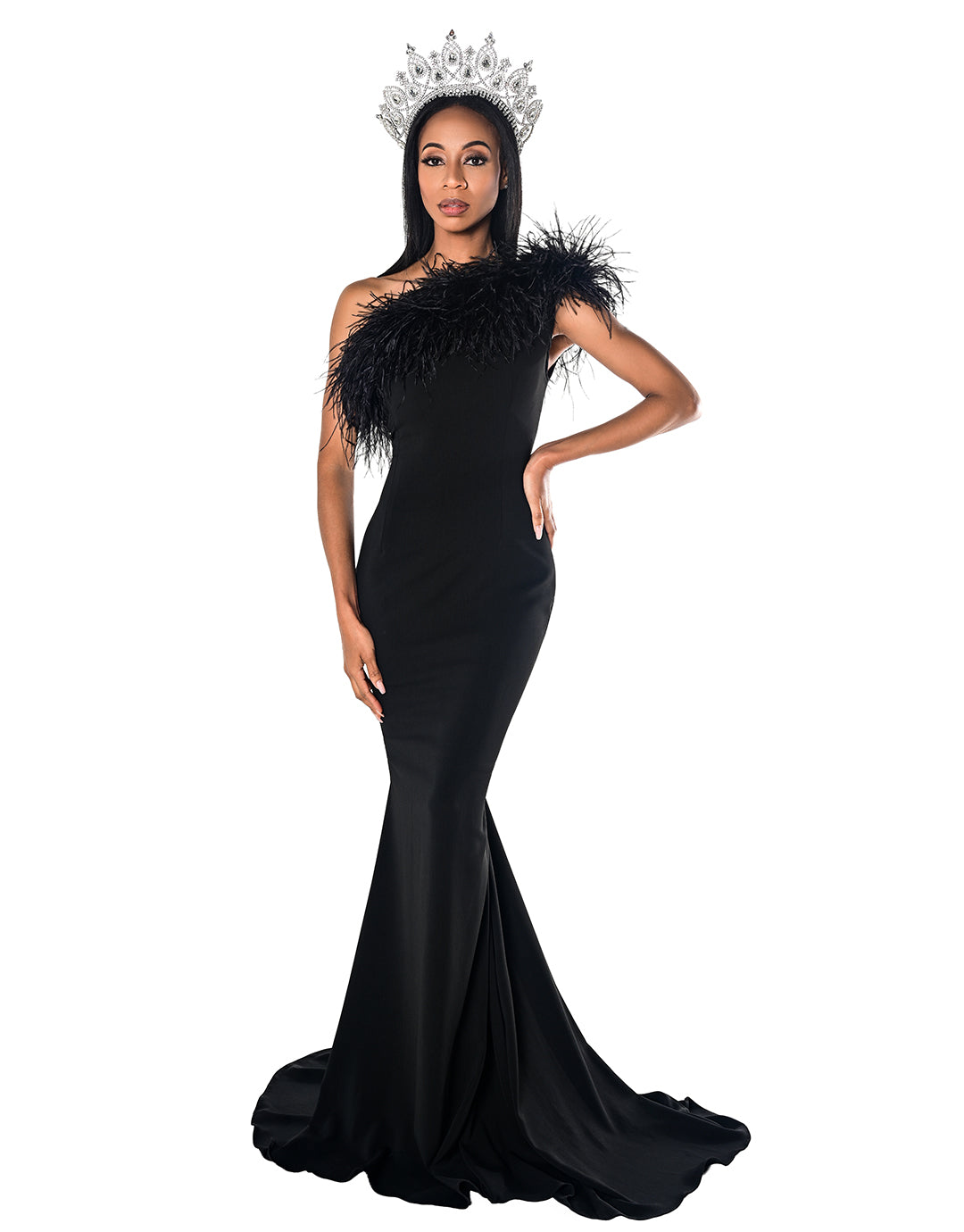 Alethea Black Mermaid Gown with Detachable Cape | Debbie Carroll Designs - Debbie Carroll