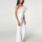 Maia White Strapless Jumpsuit with Ostrich Feathers | Debbie Carroll Designs - Debbie Carroll