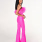 Maia Hot Pink Strapless Jumpsuit with Ostrich Feathers | Debbie Carroll Designs - Debbie Carroll