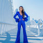 Clio Royal Blue Beaded Sequin Jumpsuit with Optional Ostrich Feathers | Debbie Carroll Designs - Debbie Carroll
